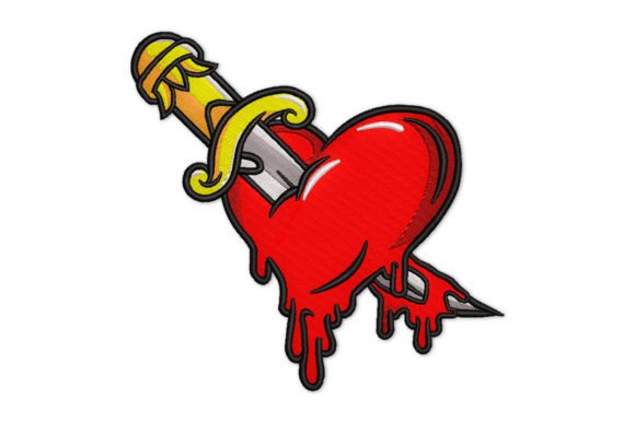 Dagger and Bloody Heart Embroidery Design